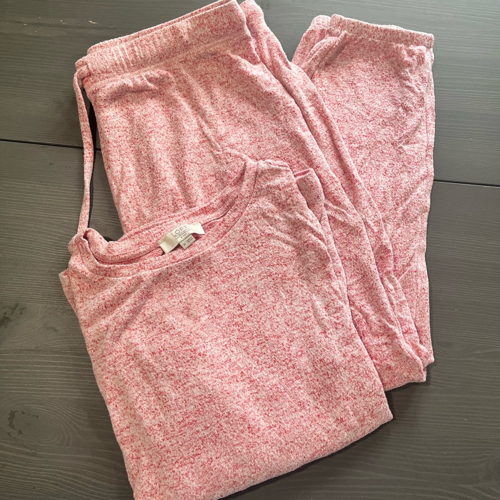LOFT Cozy Heathered Red Lounge Set